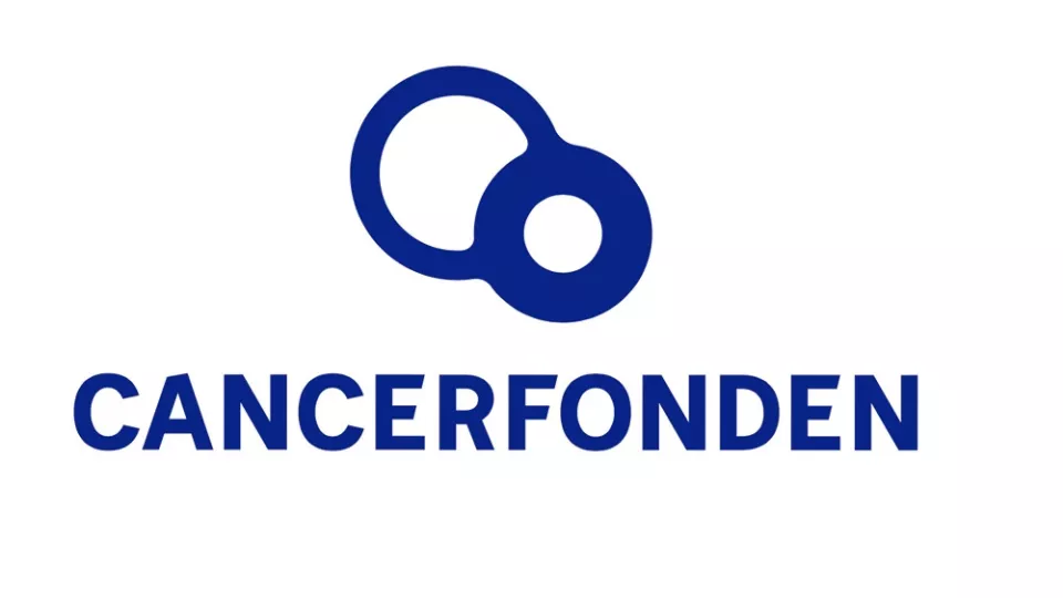 Cancerfonden logo with blue text and white background.
