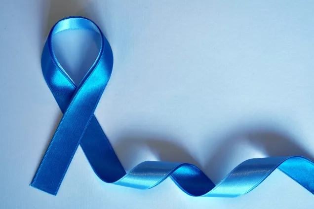 Image of a blue ribbon, representing the fight against prostate cancer.